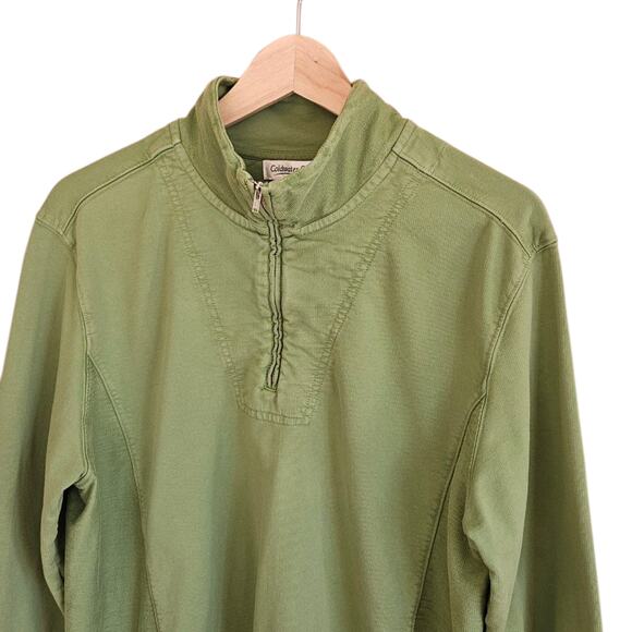Coldwater Creek 1/4 Pullover Cotton Sweatshirt Sweater Green Women's Large - Picture 2 of 6
